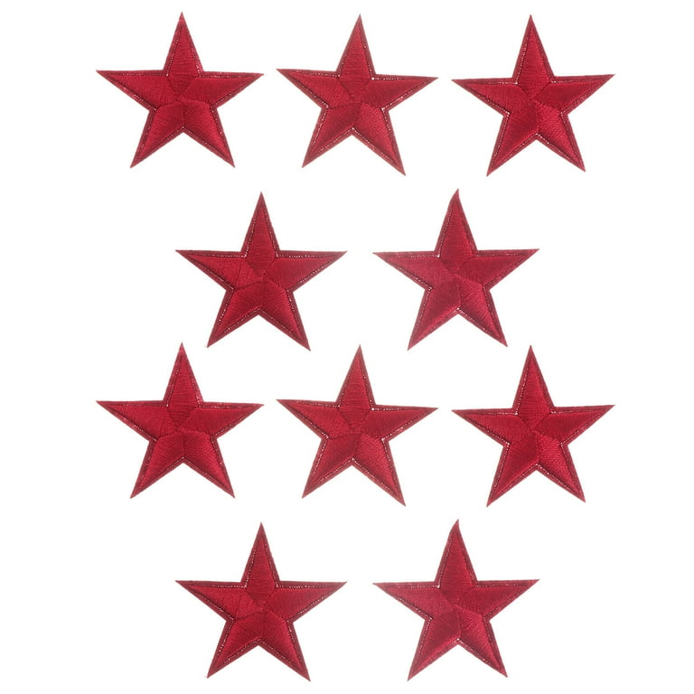 10pcs Small Five-pointed Star Embroidery Cloth Patch Decorative Patch Clothes Badge for T-Shirt Jeans Skirt (Red), Multicolor