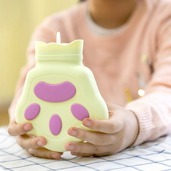Oggfader Water Bottles Reusable Mini Hot Water Bottle For Microwave Heating Bear's Palm Shape Silicone   PP