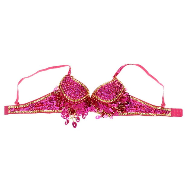 Disfraz de de danza del vientre con lentejues para mujer Tops Appare única Rosa Macarena Sujetador para danza del vientre