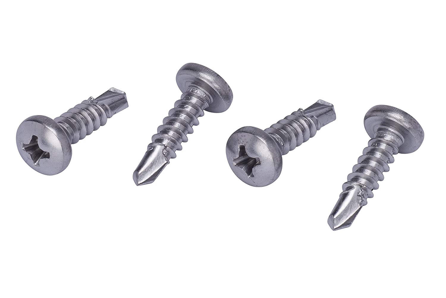 12 x 1" Self Tapping Stainless Steel Metal Screw, (100 Pack) Phillips Pan  Head Self Drilling Screws, 410 Stainless Steel, Choose Size, by Bolt  Dropper