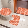 thumbnail image 5 of Modern Themed Bathroom Rugs Set Irregular Orange Shapes White Lines Pattern Non Slip Absorbent Soft Bath Mats 3 Piece Set with Bathroom Rug, U-Shaped Floor Mat, Toilet Seat Cover Large Size, 5 of 9