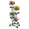 thumbnail image 3 of 4-Tier Metal Plant Stand Display Shelf with Wheels & Brake Flowers Pot Holder Movable for Patio Garden Livingroon, 3 of 9