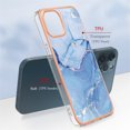 thumbnail image 3 of ELEHOLD for iPhone 12 Pro Max 6.7 inch Marble Case, Clear Electroplated Frame Soft TPU Anti-Scratch Wear-Resistant Wireless Charging Slim Fit Transparent Case for iPhone 12 Pro Max, Blue, 3 of 5