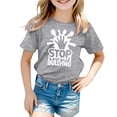 thumbnail image 1 of MEZZALL T-Shirt Imprimé Respirant Décontracté de Mode pour Filles, T-Shirts Graphiques, Hauts, Gris, 6-7 Ans, 1 of 4