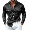 thumbnail image 3 of StSilkitty Men's Satin Shirts Long Sleeve Collared Button down Dress Shirt with Pockets Lightweight Business Casual Tops, 3 of 5