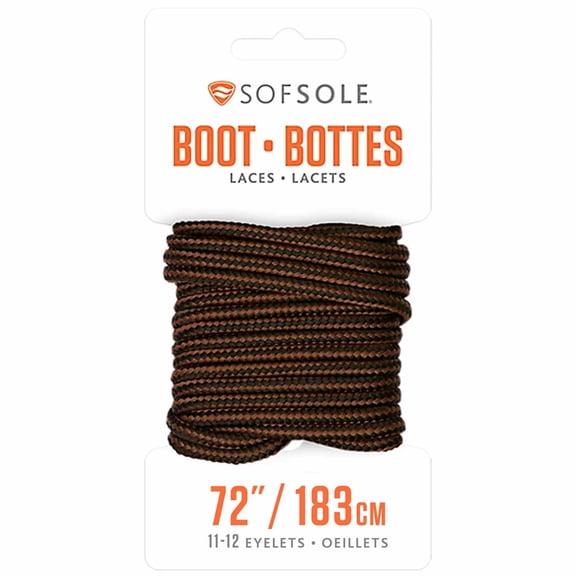 Sof Sole Waxed Boot Laces, Black/Tan, 72"