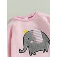 thumbnail image 5 of Wassery Baby Girls Spring Autumn Sweatshirts Romper Long Sleeve Crewneck Elephant Patch Plush Thicken Jumpsuits Infant Girls Warm Bodysuits 0-18M, 5 of 8