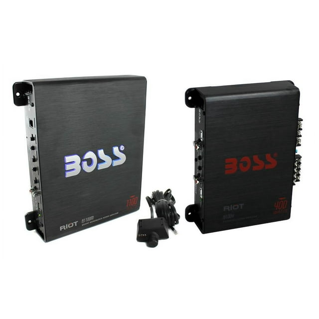BOSS AUDIO Riot R1100M 1100W Amplificateur Mono Voiture + R1004 Amplificateur AUDIO 4 Canaux
