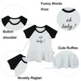 thumbnail image 2 of Pack of 2, Coming Soon & Oh Baby Pregnancy Announcement Dresses For Baby, Newborn Babies Skirts, Infant Princess Dress, Toddler Frocks (Black Raglan Dresses, 12-18 Months), 2 of 5