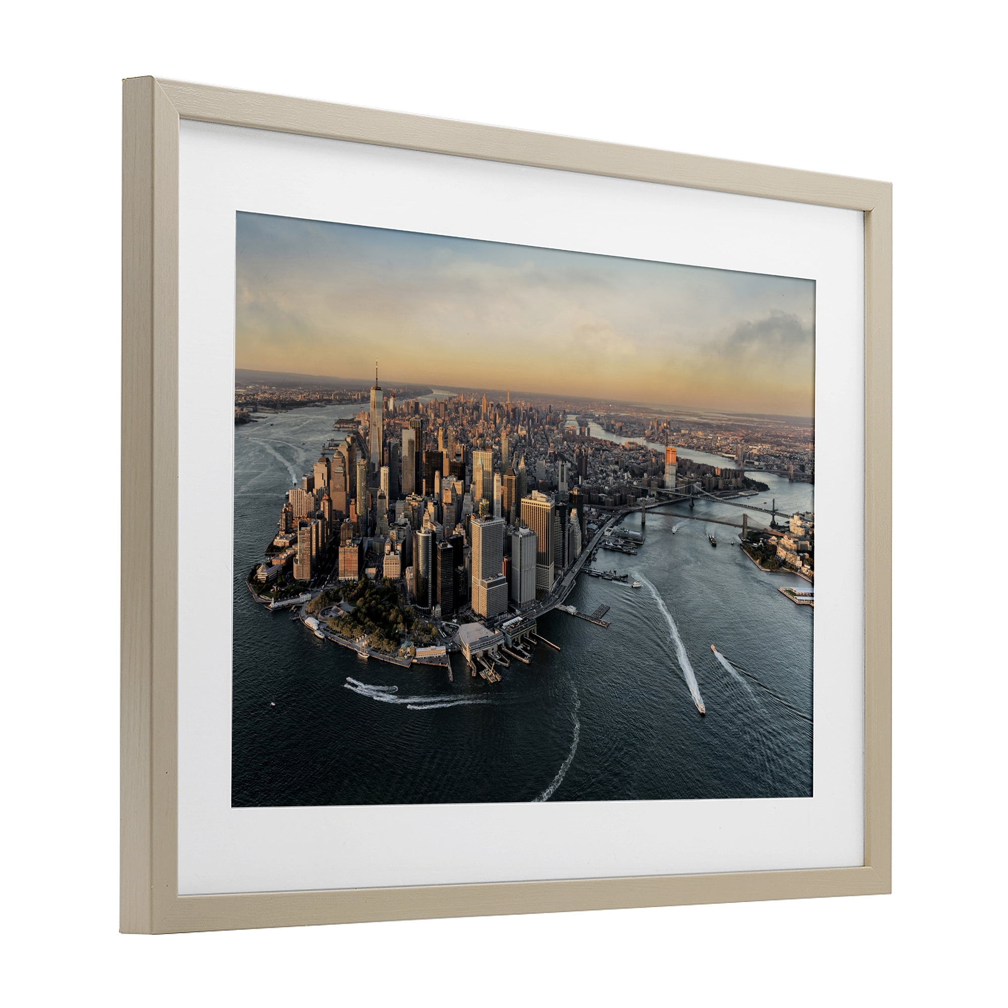 Stupell Industries Manhattan From Above Birch Framed Print Under Glass, design by Scott Stulberg