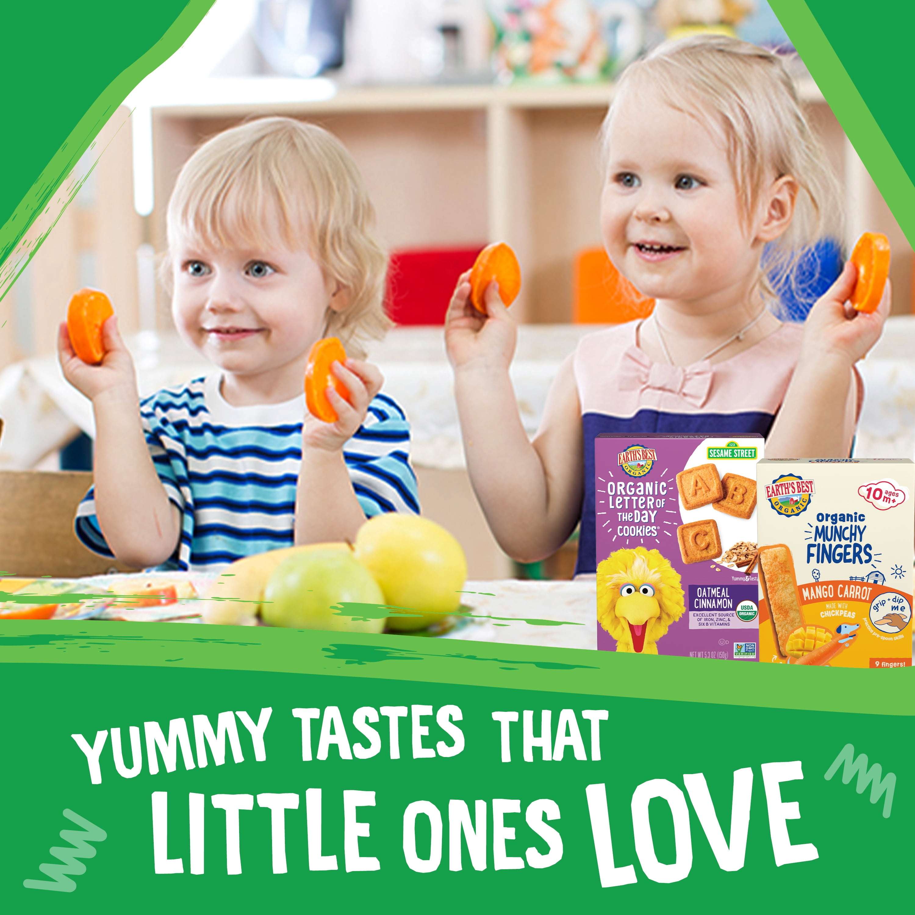 (2 pack) Earth's Best Organic Bite-Size Melty Hoops Spring Veggies Puffed Baby Snack, 0.32 oz Bags (4 Pack)