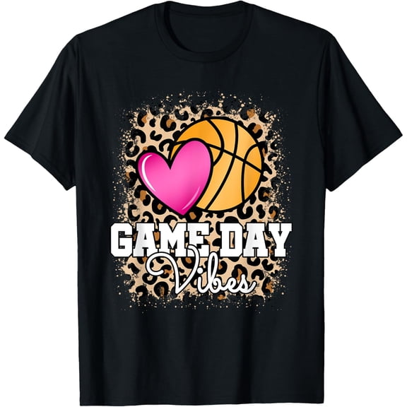 Game Day Basketball Leopard Print Women Girls Basketball T-Shirt
