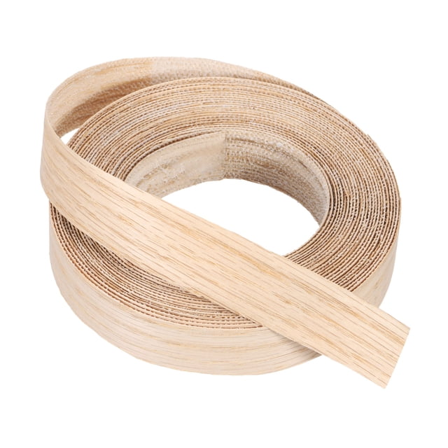 Bisel de Uxcell, cinta de chapa de madera prepegada flexible para bisel de contrachapado con adhesivo termofusible para restauración de muebles de roble rojo 1 pulgada x 25 pies