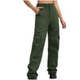 thumbnail image 2 of WREESH Womens Jeans Spring and Summer New Button Zipper Elastic Waist Fashion Casual Pants Olive Green, 2 of 7