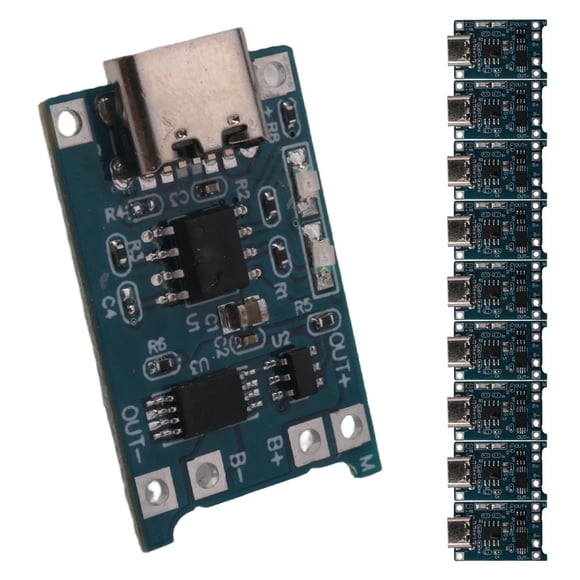 Módulo de Cargador Batería Litio 18650 Tipo C, Placa Carga 5 V 1 A con Funciones Protección Dual para Proyectos Bricolaje, 10 Piezas