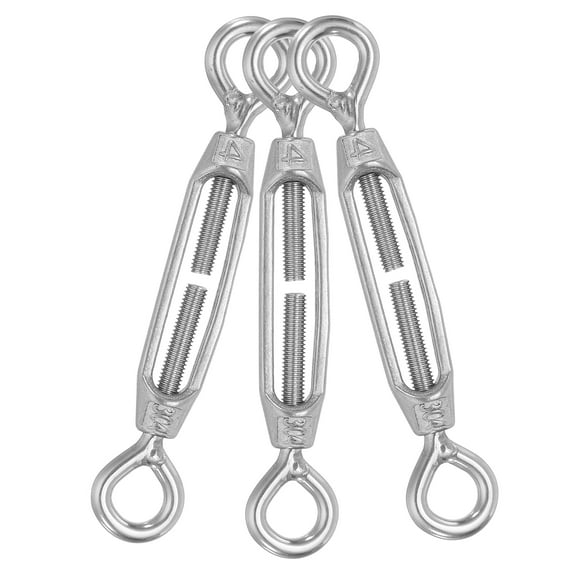 Uxcell M4 Eye and Eye Turnbuckles for Cable Wire Rope Tension 304 Stainless Steel Turnbuckle 3 Pack