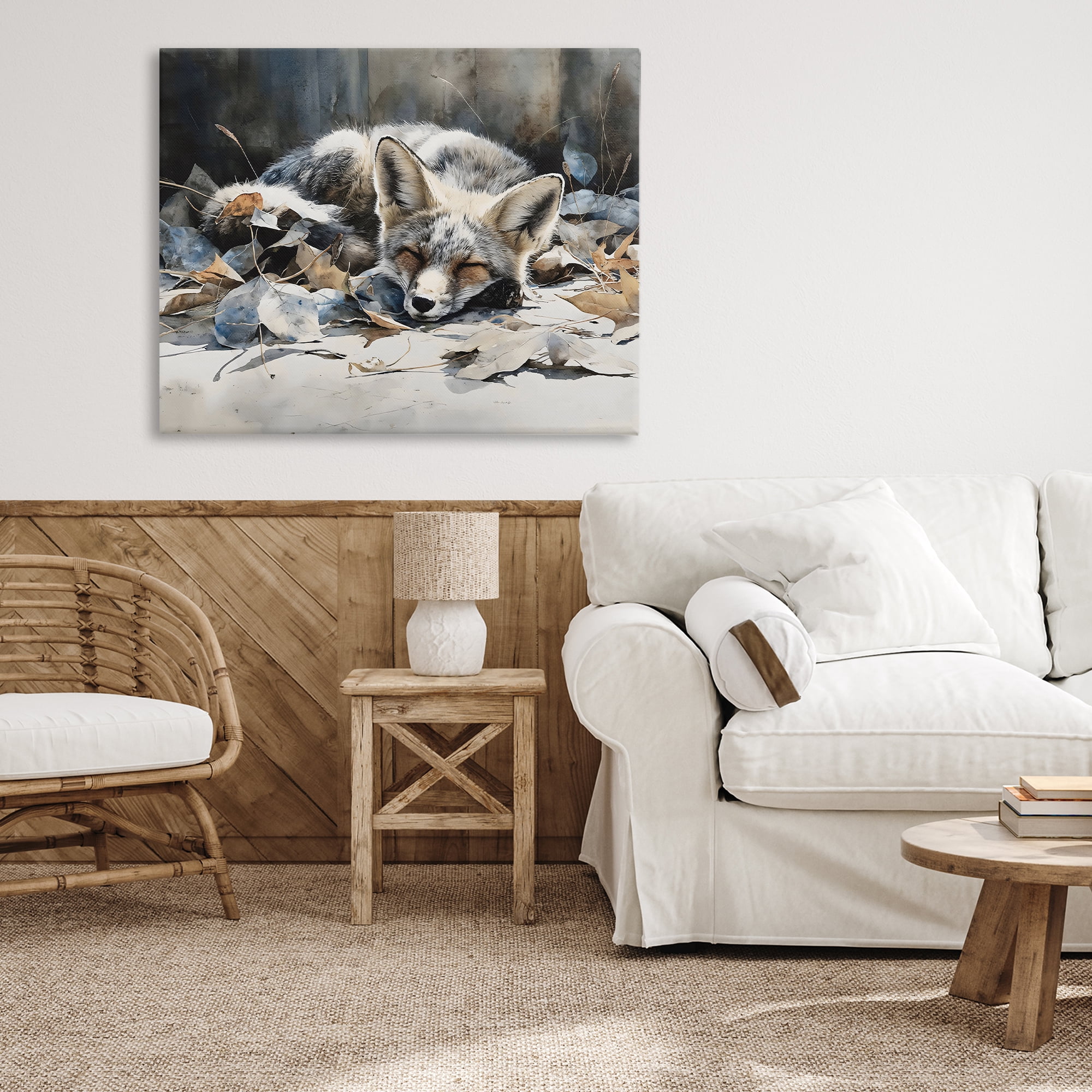Stupell Industries Blue Fox Resting Among Leaves Canvas Wall Art, design by Franklyn Gregory
