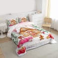 thumbnail image 3 of Feelyou Winter Christmas Cabin Queen Comforter Set, Pink Rustic Truck Bedding Sets, Gingerbread Man Snowman Reversible Bedding Comforter Set, Microfiber Bedroom Decor, 3 Pieces, 3 of 8