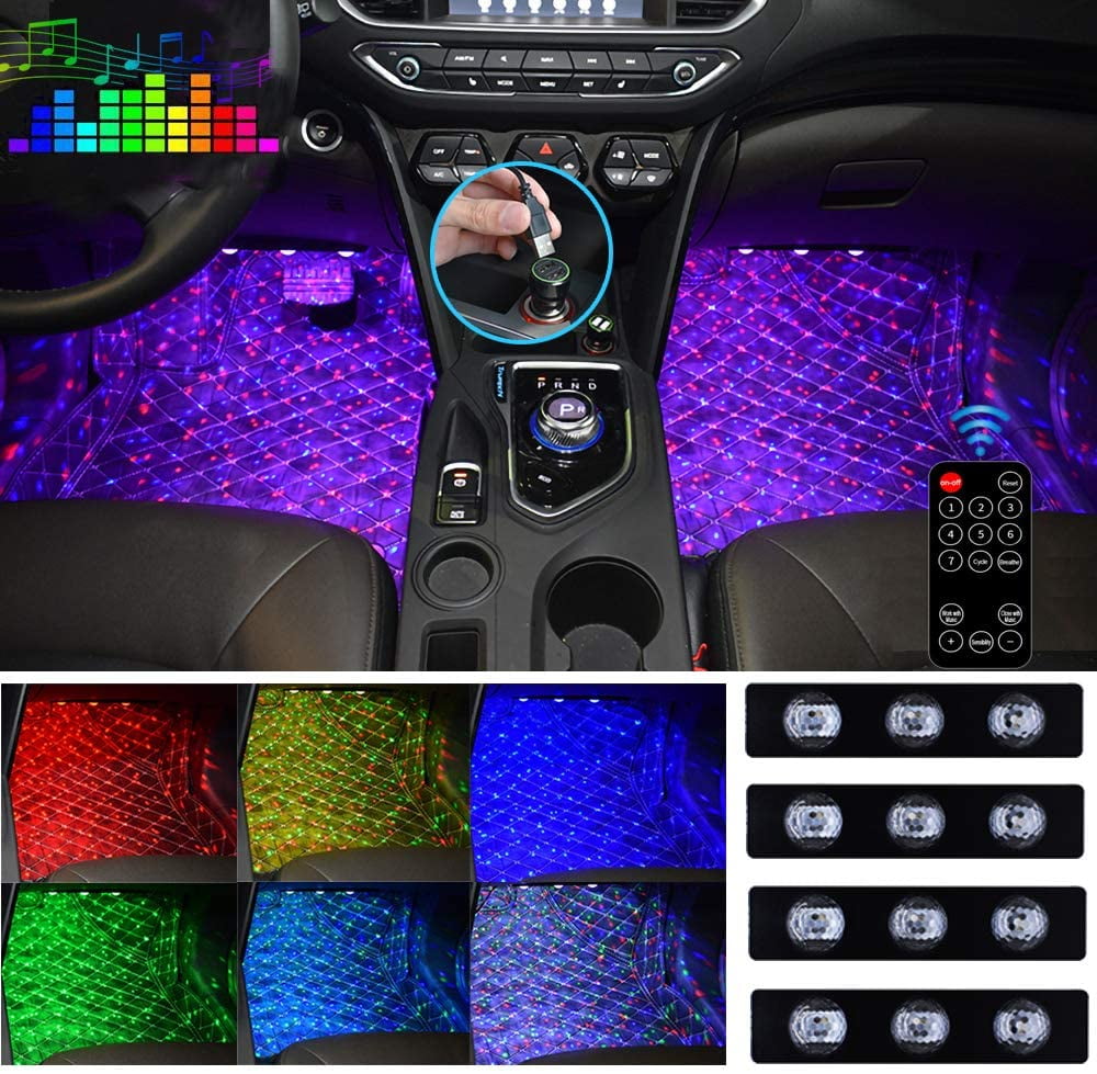 Car LED Strip Light,2pcs 70.86 inches RGB Flexible Door Running Board Lights Strips Waterproof Neon Lighting Kits,Car Exterior Atmosphere Lights,Wireless Remote Control with Car Charger 