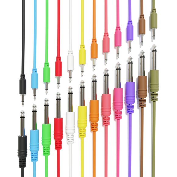 Excelvalley - Cables De Conexión Mono - Ts 3,5 Mm 1/8"" A 6,35 Mm 1/4"" [Paquete De 12 | 15 Cm - 5,91""]