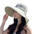 thumbnail image 5 of Joernso Women Fisherman Hat Solid Color Bell Shaped Basin Hat Large Brim Sun Hat Shawl Design Fisherman Hat, 5 of 8