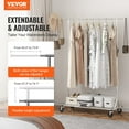 thumbnail image 2 of VEVOR Portant à Vêtements avec Roulettes, Portant à Vêtements Robuste, Portant à Vêtements Commercial pour Suspendre les Vêtements avec Zone de Rangement Inférieure, Capacité de Charge de 450 lbs, Hauteur Réglable et Longueur Extensible, 2 of 9