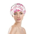 thumbnail image 3 of Balery Breast Cancer Pink Ribbons Awareness (2) Shower Caps, Double Layer Waterproof Shower Cap, Double Layers Reusable Shower Cap With Soft Comfortable For Long Thick Hair Soft Bath Shower Hair Caps, 3 of 9