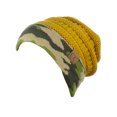 thumbnail image 1 of NYFASHION101 Warm Soft Stretch Cable Knit Camo Cuff Slouchy Beanie - Mustard, 1 of 3