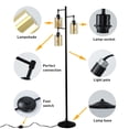 thumbnail image 4 of Depuley 3-Light Industrial Floor Lamp with Elegant Amber Glass Shade Black, E26 Base (LED Bulbs Included), 4 of 8