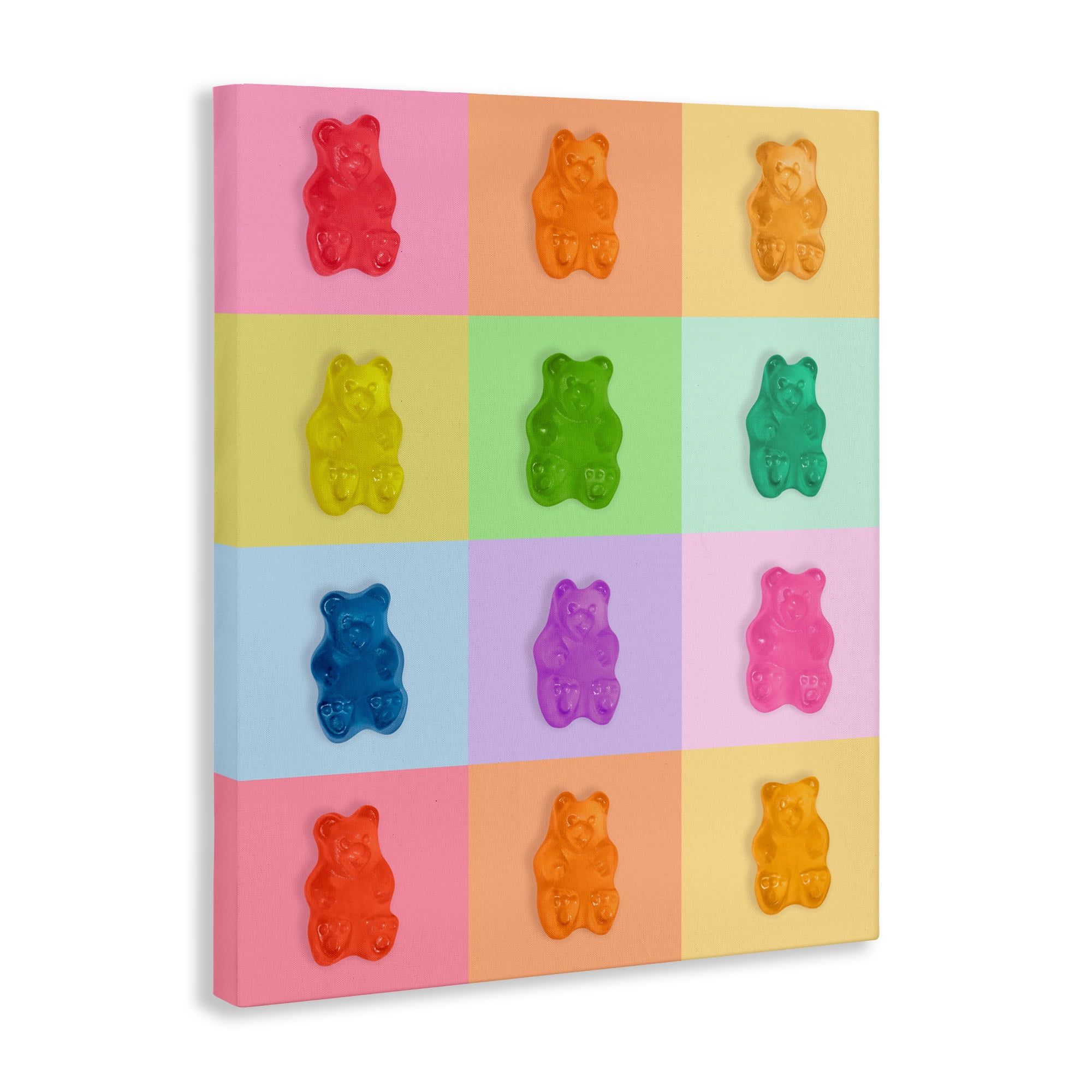 Stupell Industries Rainbow Gummy Bear Candy Grid Canvas Wall Art, design by LISH Creative
