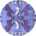 thumbnail image 1 of Ahgly Company Machine Washable Indoor Round Persian Blue Traditional Area Rugs, 3' Round, 1 of 4