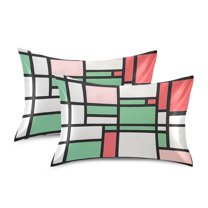 Yayeee Pillowcase King Size Set of 2 Satin Wrinkle Resistant Pillow Case, Red Abstract Geometric