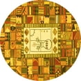 thumbnail image 1 of Ahgly Company Machine Washable Indoor Round Oriental Yellow Traditional Area Rugs, 3' Round, 1 of 4