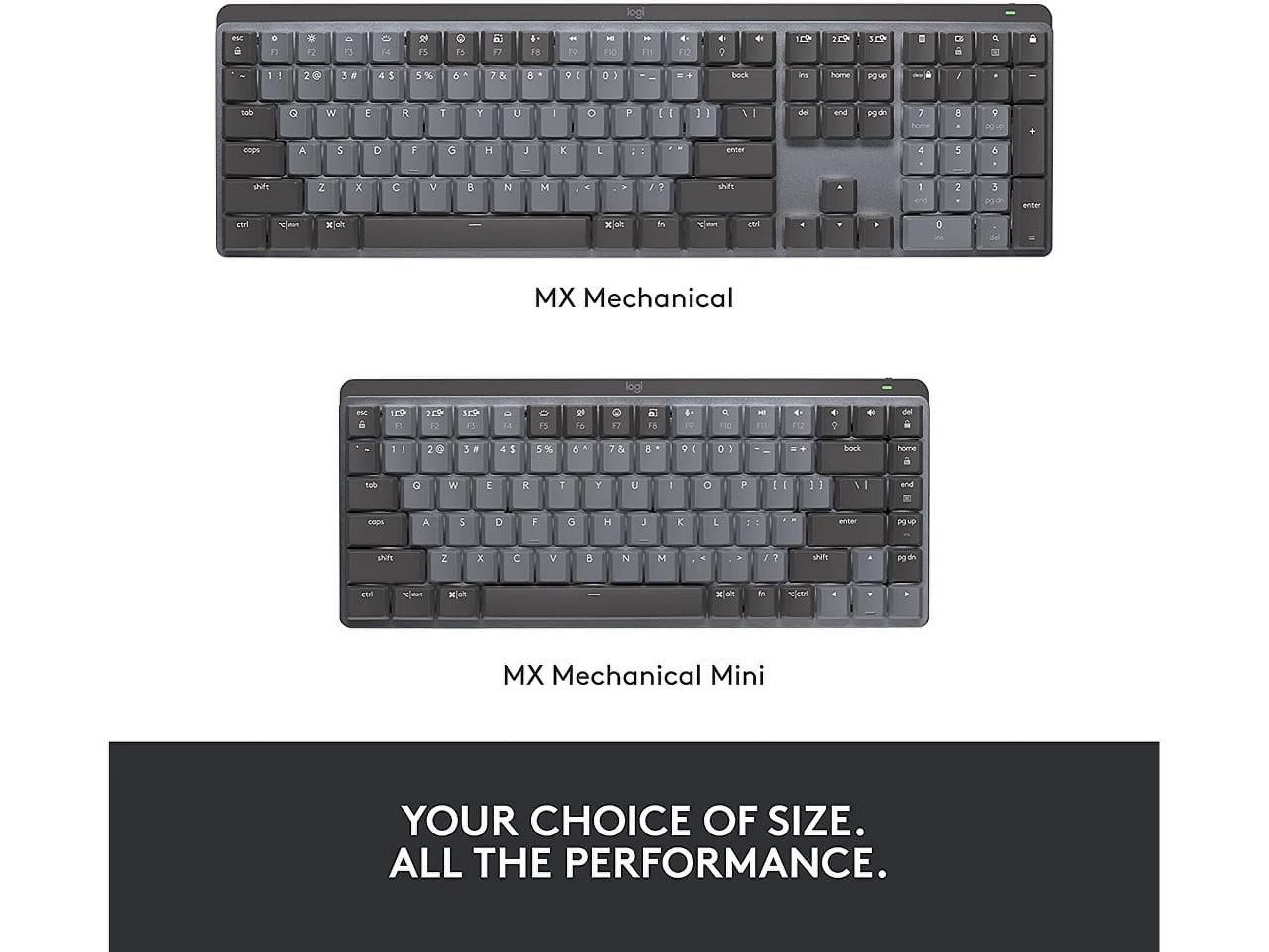Logitech MX Mechanical Mini Wireless Illuminated Keyboard, Clicky Switches, Backlit, Bluetooth, USB-C, macOS, Windows, Linux, iOS, Android, Graphite