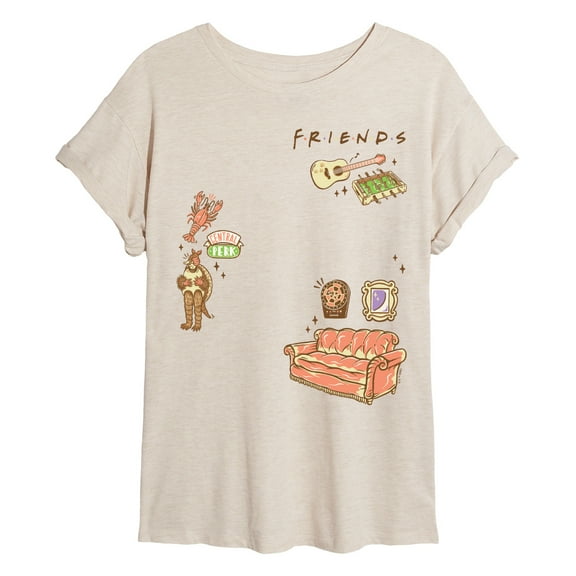 Friends - Couch and Icons - Women's Oversized Graphic T-Shirt