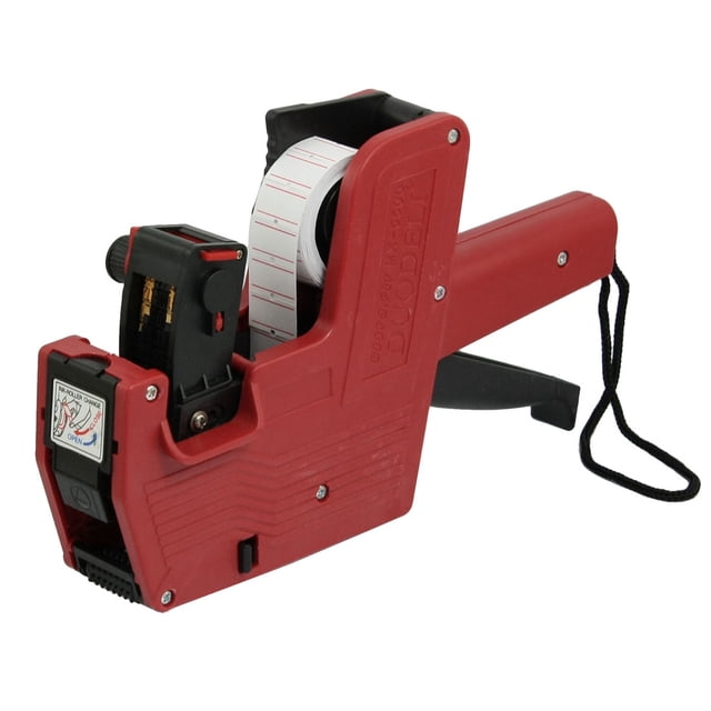 Red Plastic Cover 8 Digits Handheld Shopping Price Labeller Tag w Ink Roller