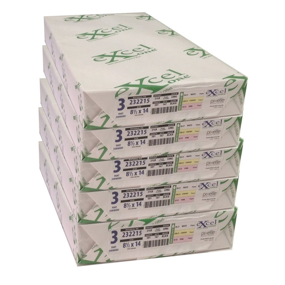 Excel One™ Carbonless 3Part Forward Paper (White/Canary/Pink), 8.5" x