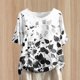 thumbnail image 3 of Tops de Lino para Mujeres Imprimir Suéter Cuello Redondo Manga Corta Superior Poliéster, Blusa de Moda Casual para la Primavera Y el Verano, 3 of 5