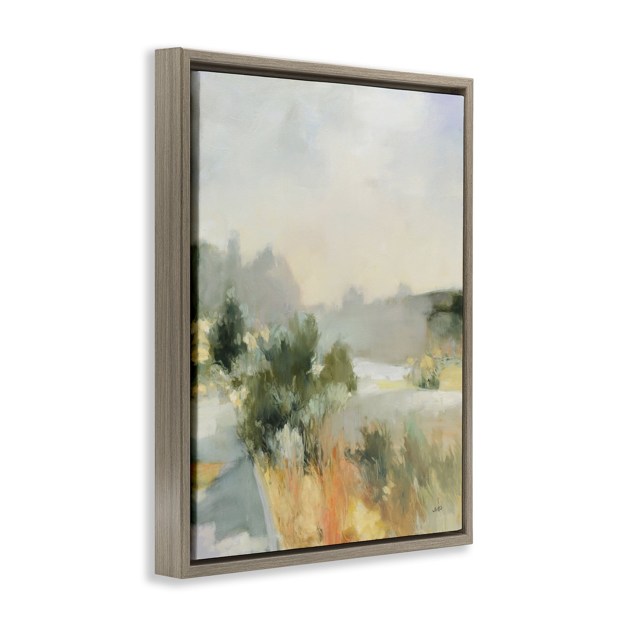 Stupell Industries Along The Path Landscape Landscape & Nature Painting Brown Floater Framed Canvas Art Print Wall Art, 17 x 21