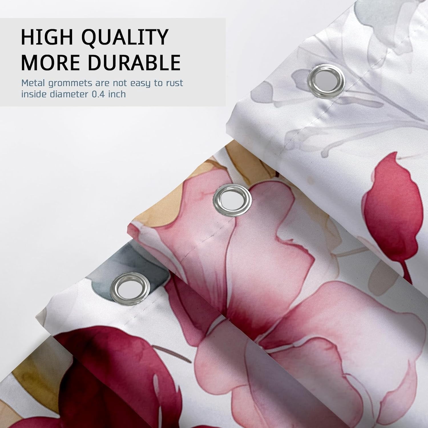 Pink Floral Shower Curtain Spring Watercolor Flower Shower Curtain Plant Bathroom Decor Polyester Fabric-72" x 78"
