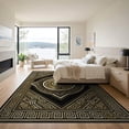 thumbnail image 3 of ODIKA Key Border Round Glam Sparkle Shimmer Sunburst Greek Symmetrical Refined Non-Slip Chair-Friendly for Dining Room, Basement, Large Office, 3 of 7