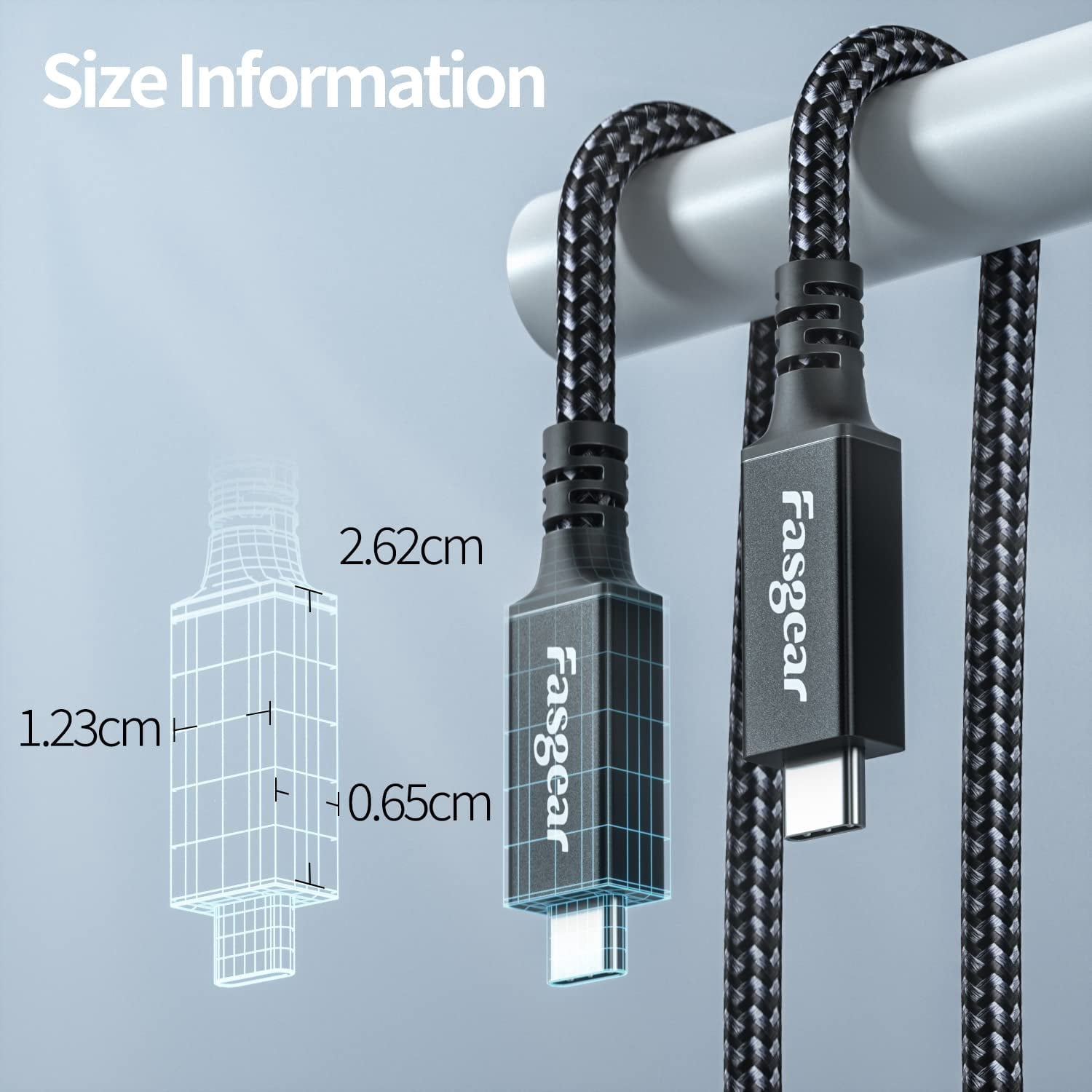 Fasgear USB 4 Cable 1m - Compatible for Thunderbolt 4/3-40Gbps Data Transfer 8K@60HZ 100W Fast Charging Type C Video Cable for Moniter|Display|External SSD|eGPU USB-C Docking|Laptop (3ft)