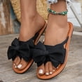 thumbnail image 6 of Miluxas Women's Solid Color Bow Flat Sandals Slip On Open Toe Flip Flops Slide Sandal Black 6(37), 6 of 9