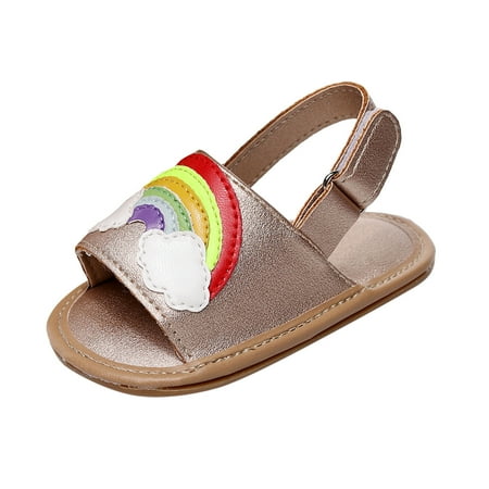 

NEGJ Infant Boys Girls Open Toe Rainbow Shoes First Walkers Shoes Summer Toddler Flat Sandals