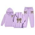 thumbnail image 6 of LRen Girls Outfits Size 10-12 Valentines Bowknot Print Crewneck Long Sleeve Valentines Hoodie Pullover Sweatshirt Tracksuit Jogger Sweatpants Loose Fall Clothes for Girls, 6 of 7