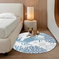 thumbnail image 3 of Coastal Blue Crab Round Area Rug 3.3 FT, Non Slip Small Entryway Kitchen Mat, Coral Starfish Ocean Conch Nautical Washable Soft Circular Rug Non-Shedding Door Mat for Bathroom Playroom Kids Room, 3 of 9