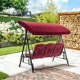 thumbnail image 3 of MCombo 3 Seat Outdoor Patio Swings with Adjustable Canopy, Retractable Trays, Cushions for Backyard, Poolside, Balcony 4092(Burgundy), 3 of 9