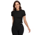 thumbnail image 1 of BeautyIn Women's Workout Shirts Drawstring Hem Fitted Top Short Sleeve Yoga Running tanks, 1 of 4
