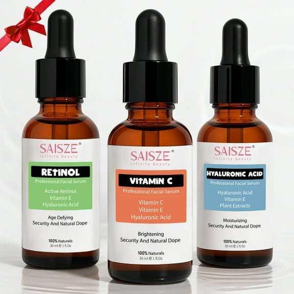 SAISZE Vitamin C Serum Kit, Anti-Aging Face Moisturizer, Retinol & Vitamin C & Hyaluronic Acid Face Serum Set for Firming, Hydrating for Face Day & Night Skin Care, Gift Sets for Women
