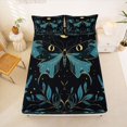 thumbnail image 5 of jejeloiu Occult Moth Bed Sheets For Girls,Floral Print Full Size Sheets,Black Teal Gold,4pcs,1 Flat Sheet, 1 Fitted Sheet and 2 Pillowcases, 5 of 6